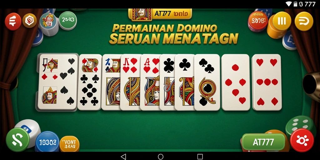 Tangkapan layar AT777 menunjukkan gameplay domino yang seru dan interaktif.
