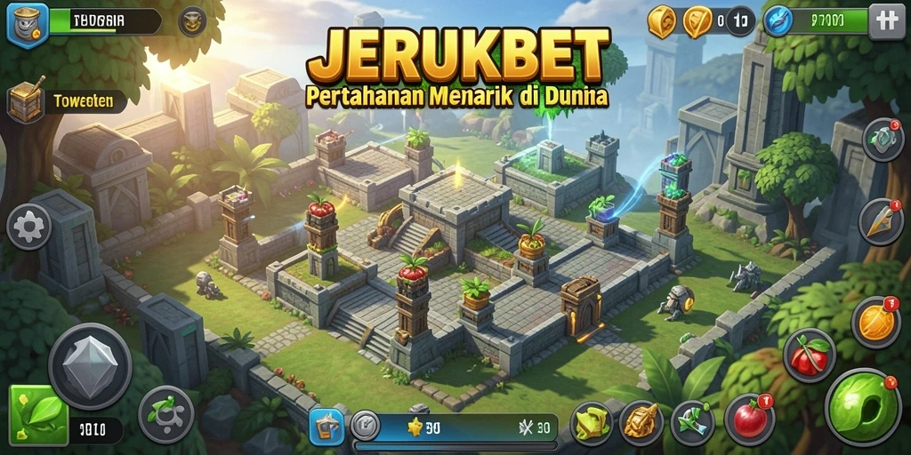 Tampilan gameplay seru JERUKBET dalam pertarungan Tower Defense.