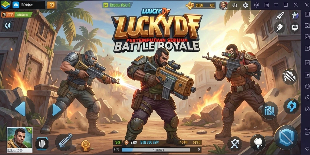 Tampilan gameplay seru dari LUCKYDF dalam pertempuran Battle Royale.