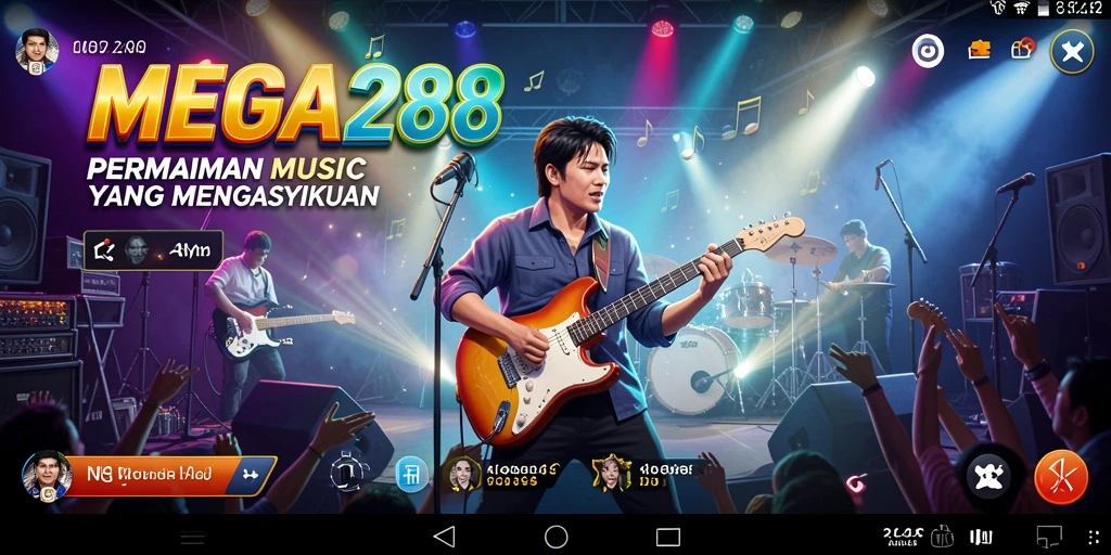 Tampilan screenshot menunjukkan gameplay seru MEGA288 dengan berbagai pilihan lagu.
