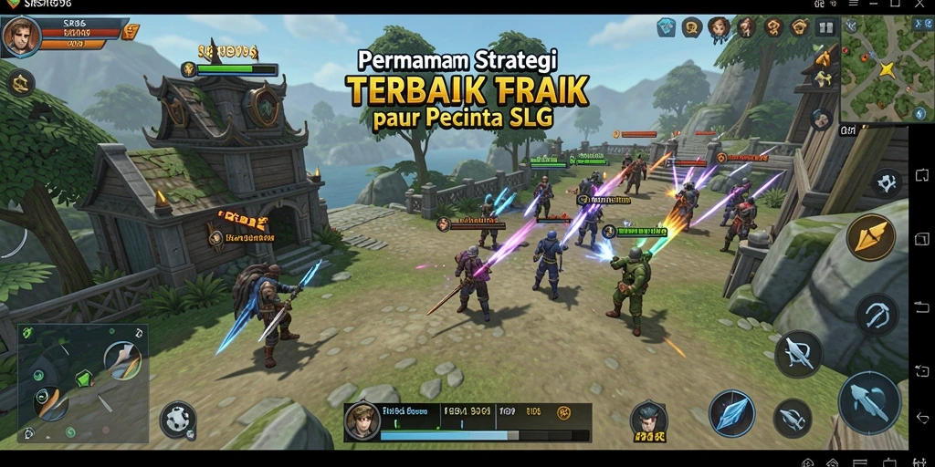 Screenshot SR996 menampilkan aksi pertarungan strategi yang seru.