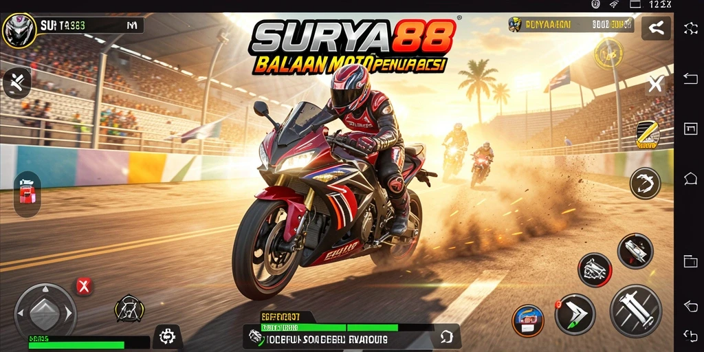 Tampilan gameplay seru balapan motor di SURYA88.