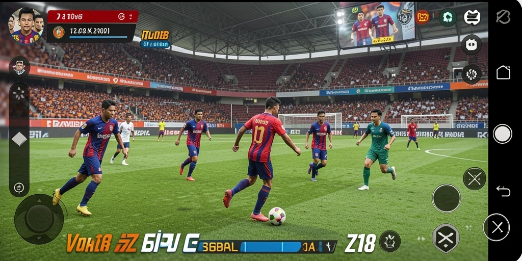 Tampilan gameplay Z18 yang mendebarkan dan penuh aksi sepak bola.